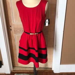Red & black dress with pockets